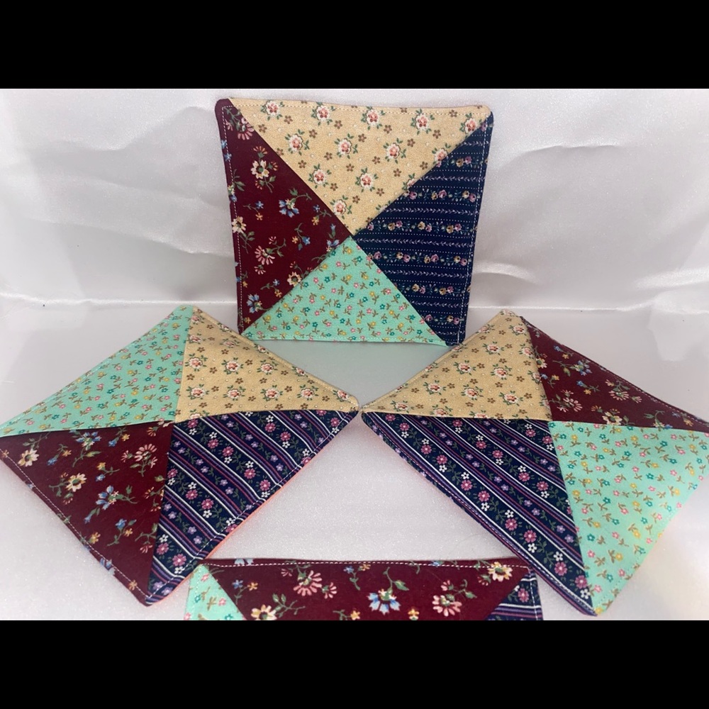 Homemade Floral Fabric Coasters - Picture 2 of 4